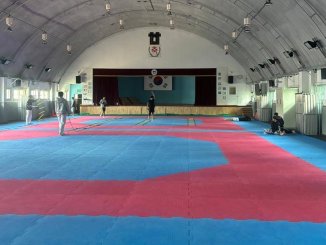 Das Dojang der Hanseong Highschool von Coach Cheon Mun-Hee von innen.