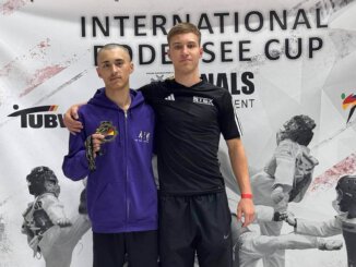 Rober Aichhorner von der Sportschule Park in Stuttgart auf dem Siegertreppchen beim internationalen Bodensee Cup 2025.