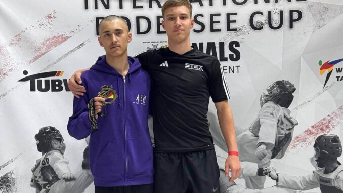 Rober Aichhorner von der Sportschule Park in Stuttgart auf dem Siegertreppchen beim internationalen Bodensee Cup 2025.