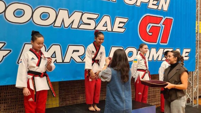 Croatia_open_2025_poomsae Sportler der Sportschule Park aus Stuttgart auf dem Siegertreppchen bei der Croatia Open 2025.