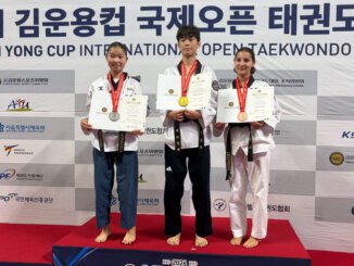 Eine Schülerin der Sportschule Park in Stuttgart beim Kim un Yong Cup in Korea.